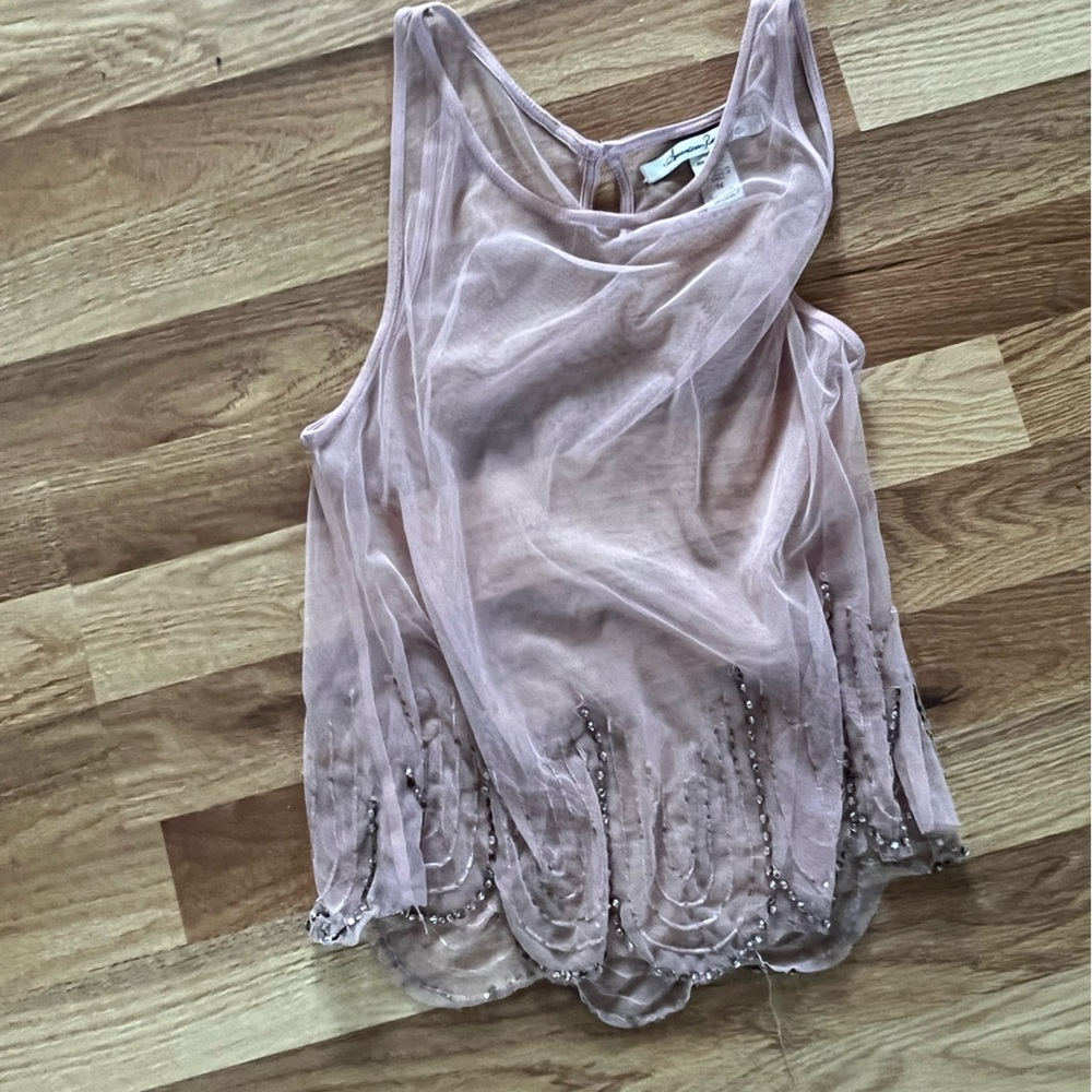 American Rag Pink Tank Top with Beaded Hem